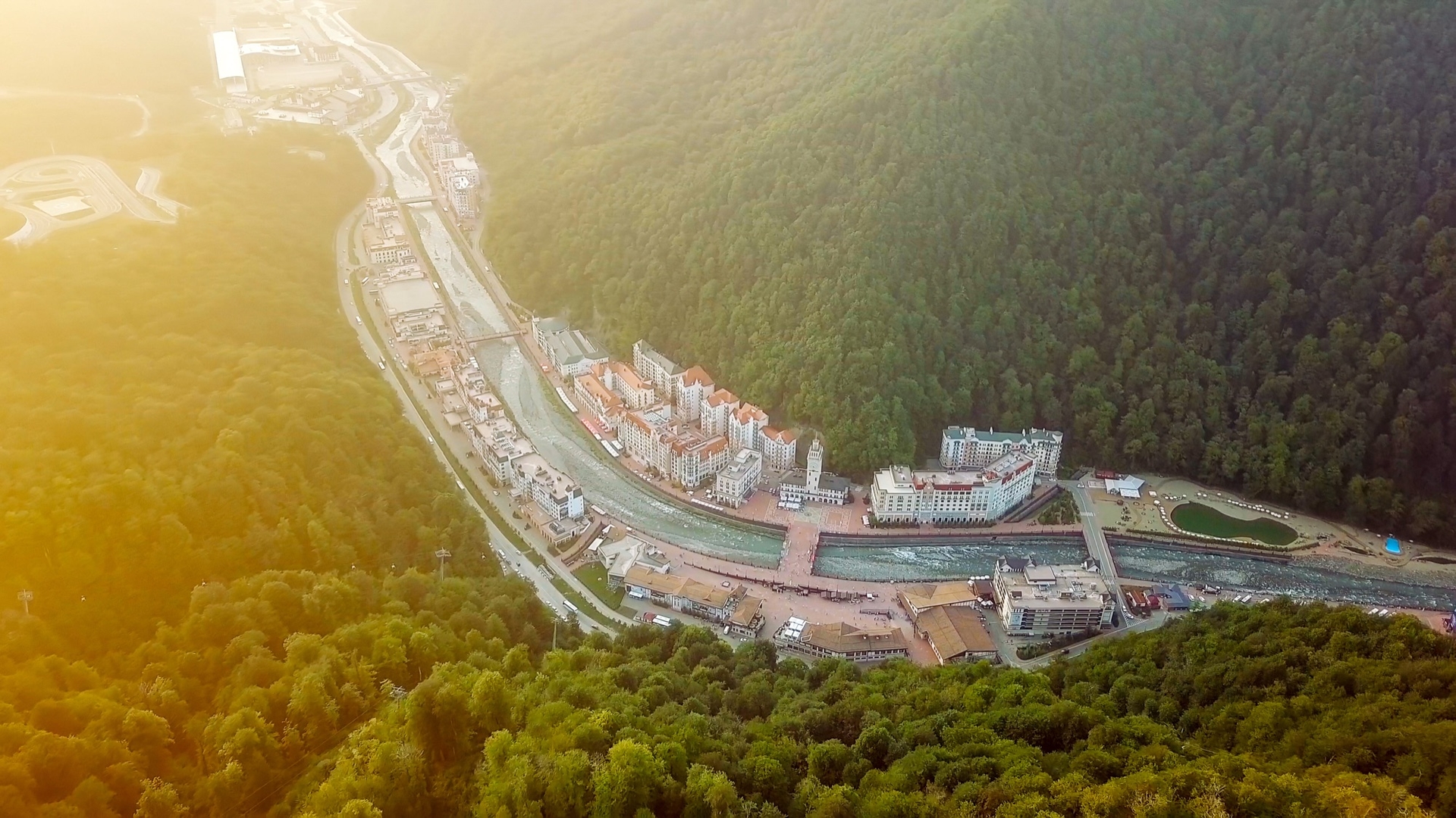 Rides and pavilions of Sochi Park